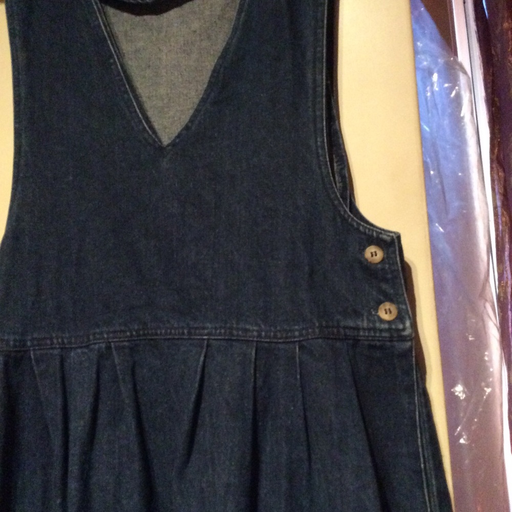 Denim maxi pinafore dress